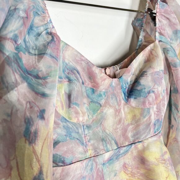 NEW SELKIE Sz XS The Princess Mini Dress in Stepmom Pastel Watercolor - Picture 5 of 13